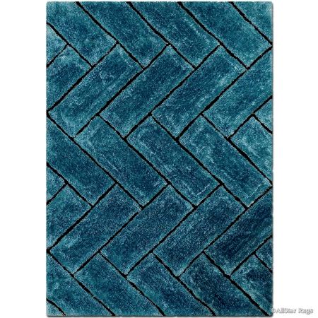 Modern Blue Geometric Living Mat
